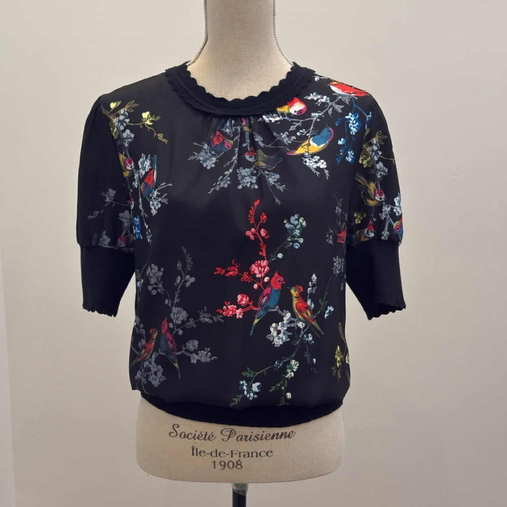Ted Baker Black Blouse with Colorful Floral Print